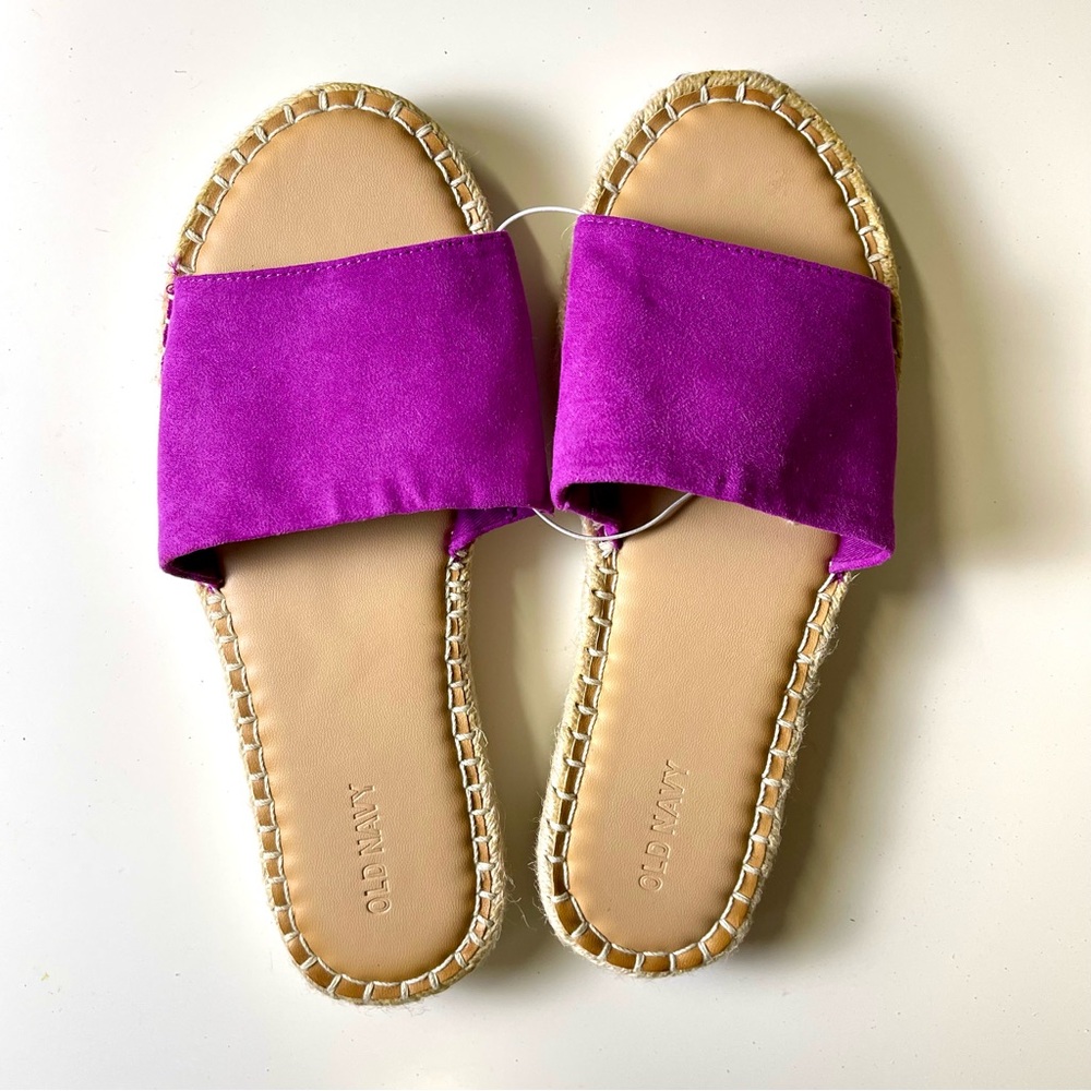 Fuchsia Faux Suede Espadrille Slides Womens Size 9 Summer Sandals NWT - Picture 4 of 7